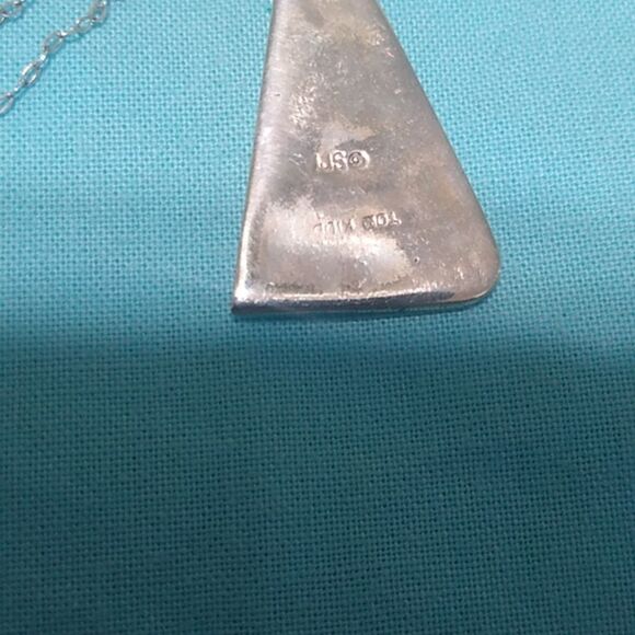 Signed Tom Kill, Malachite Native American Pendant/ silver necklace - Picture 4 of 8